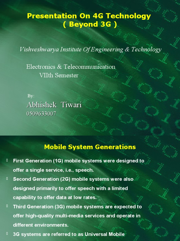 Presentation On 4G Technology (Beyond 3G) | PDF | Business | 3 G