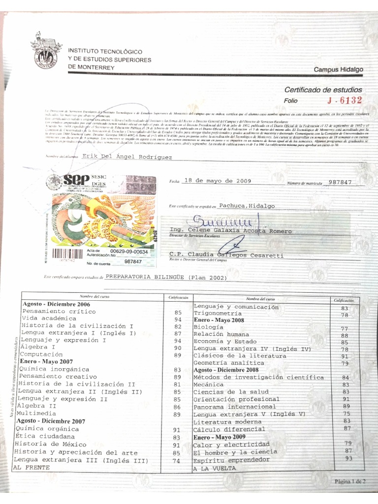 Certificado de Preparatoria | PDF