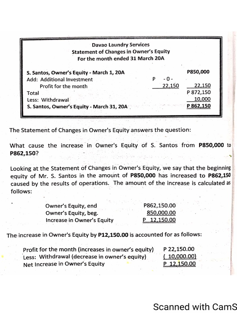 Statement of Owners Equity Example | PDF