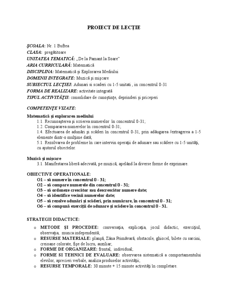 Proiect Didactic MEM 1 | PDF