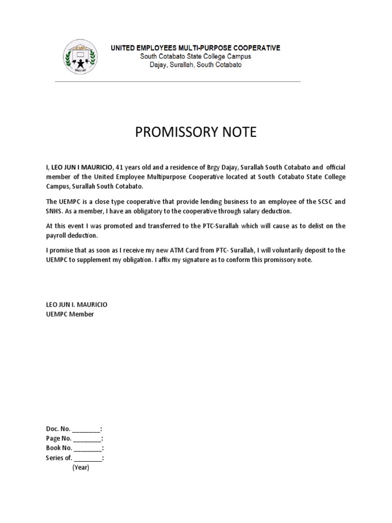 Employee Promissory Note Agreement | PDF