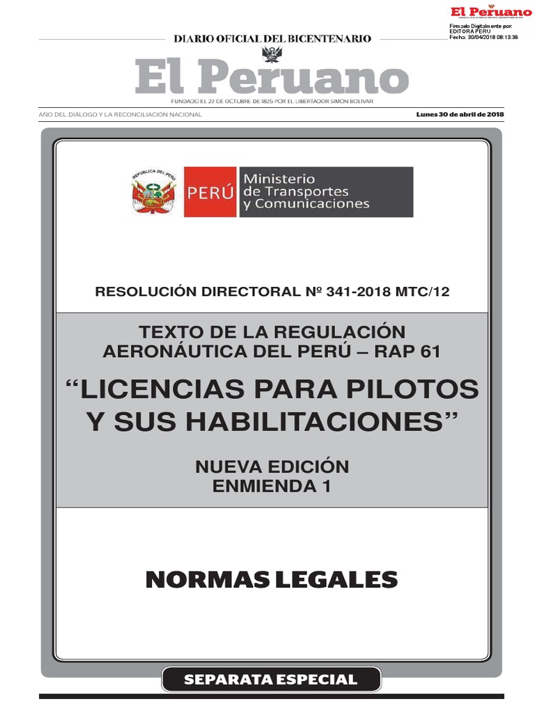 Licencias para Pilotos - RAP 61 | PDF | Aeronave | Reglas de vuelo por ...