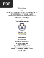 Dissertation Design and Simulation of Air Flow in Hvac System of A Car Cabin Master of Technology Thermal Engineering