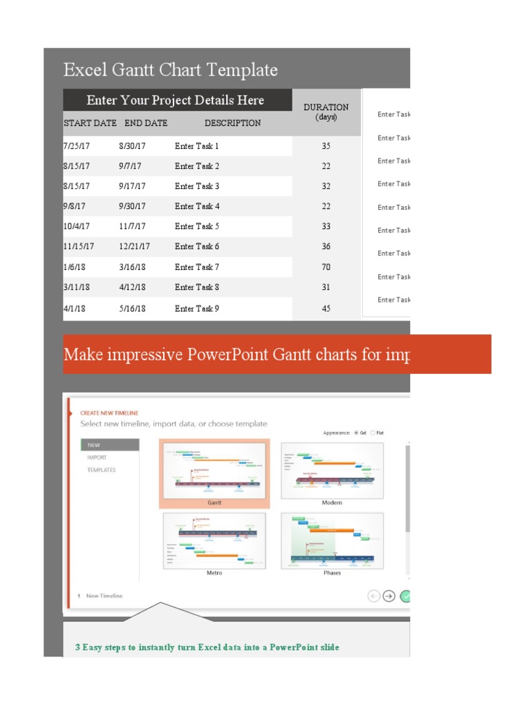Excel Gantt Chart and Timeline Guide | PDF