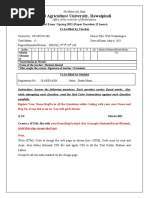 Arid Agriculture University, Rawalpindi: Mid Exam / Spring 2021 (Paper Duration 12 Hours) To Be Filled by Teacher