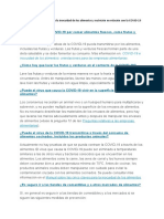 Preguntas y Respuestas Sobre La Inocuidad de Los Alimentos y Nutrición en Relación Con La COVID