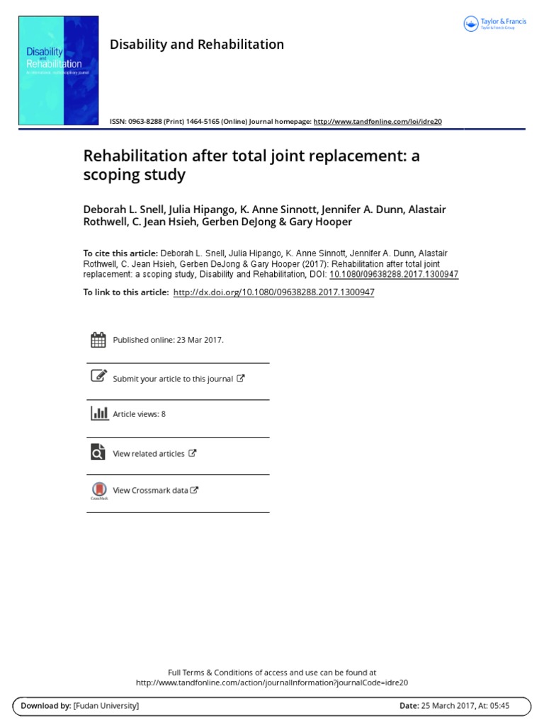Rehabilitation After Total Joint Replacement: A Scoping Study | PDF ...