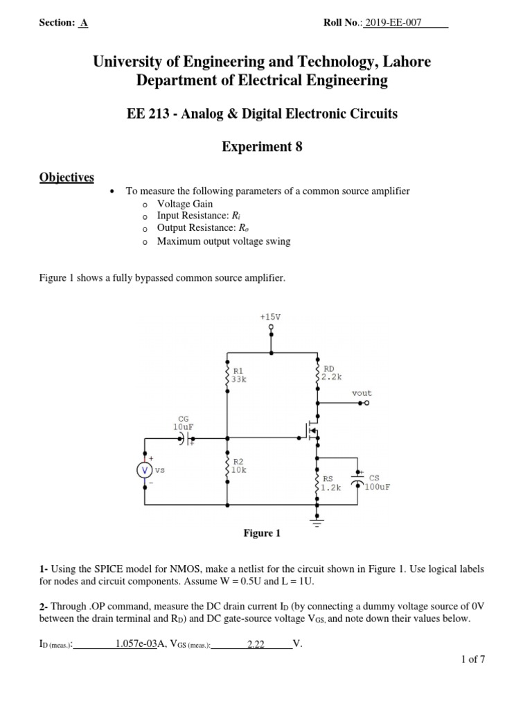 Common Source Amplifier Analysis | PDF | Amplifier | Electronic Circuits