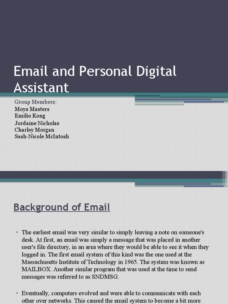 Email and Personal Digital Assistant PDF Personal Digital Assistant