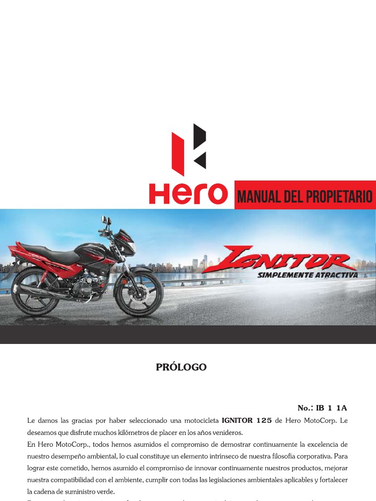 Manual de Hero IGNITOR 125 PDF Carburador Transporte