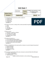 Unit Quiz 1: Document Number: Course: Student Name: Date: Section # Student ID # Out of 15%