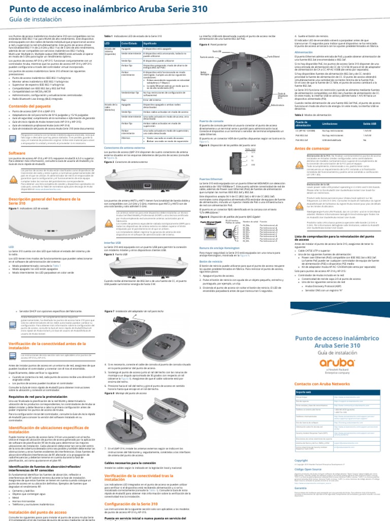 AP-310 Install Guide ES | PDF | Punto de acceso inalámbrico | Ieee 802.11
