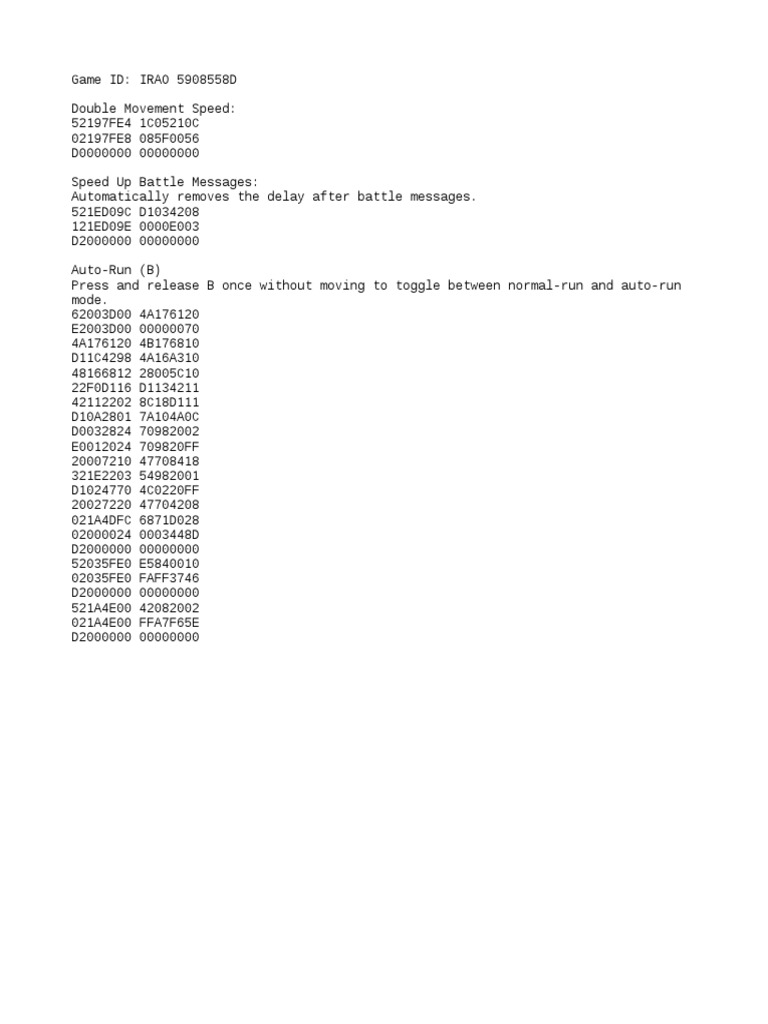 Action Replay Codes PDF