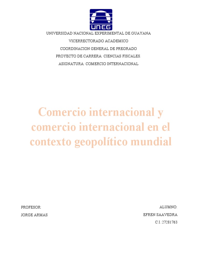Comercio Internacional 1era Actividad | PDF | Política comercial | El ...