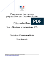 Programme PT - Physique Chimie