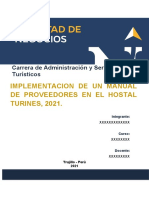 Implementacion de Un Manual de Proveedores en El Hostal Turines, 2021