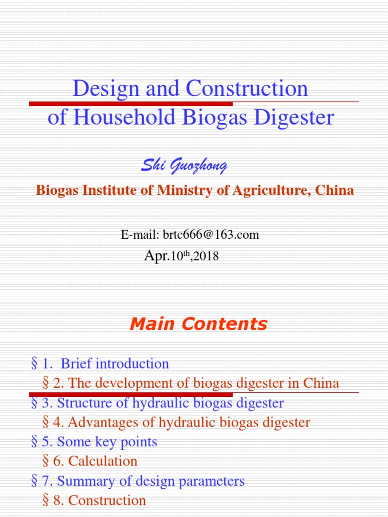 G.Z.shi-2018 Design and Construction of Hidraulic Biogas Digester | PDF ...