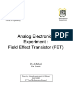 Analog Electronics Experiment: Field Effect Transistor (FET)