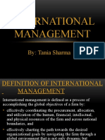International Management: By: Tania Sharma