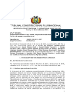 SENTENCIA CONSTITUCIONAL PLURINACIONAL SOBRE DOTACIÓN DE TIERRAS