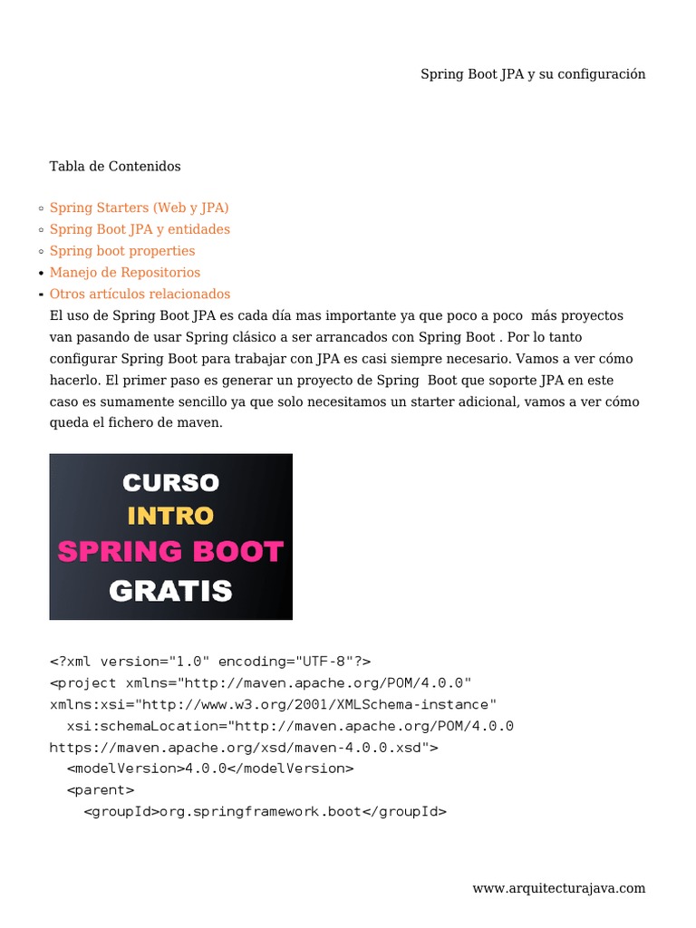 Spring Boot JPA y Su Configuración | PDF | Gestión de tecnología de la ...
