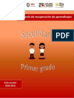 Proyecto de Recuperación de Aprendizajes Primer Grado