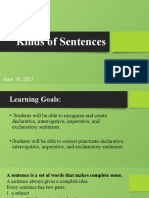 June 18, 2021 - Kinds of Sentences