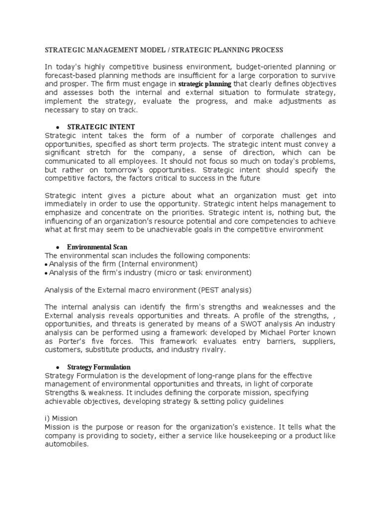 Strategic Management Model | PDF | Strategic Management | Business