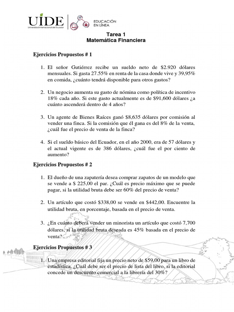 Ejercicios de Matemática Financiera | PDF | Tasas de interés | Interés