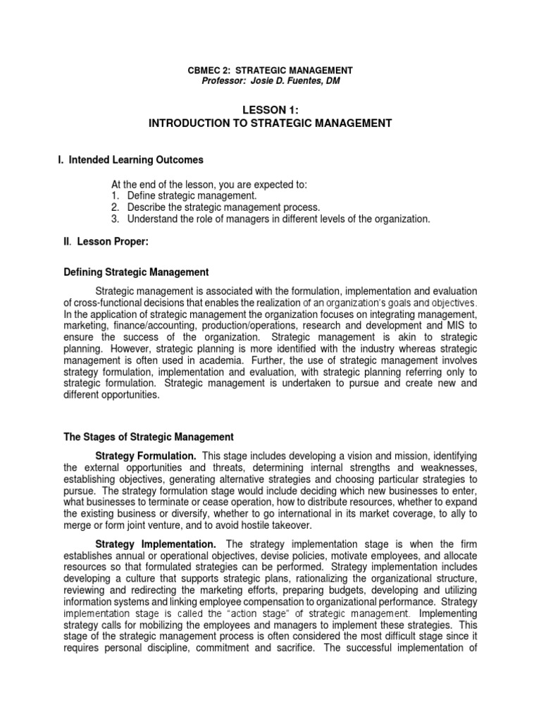 Introduction to Strategic Management | PDF | Strategic Management ...