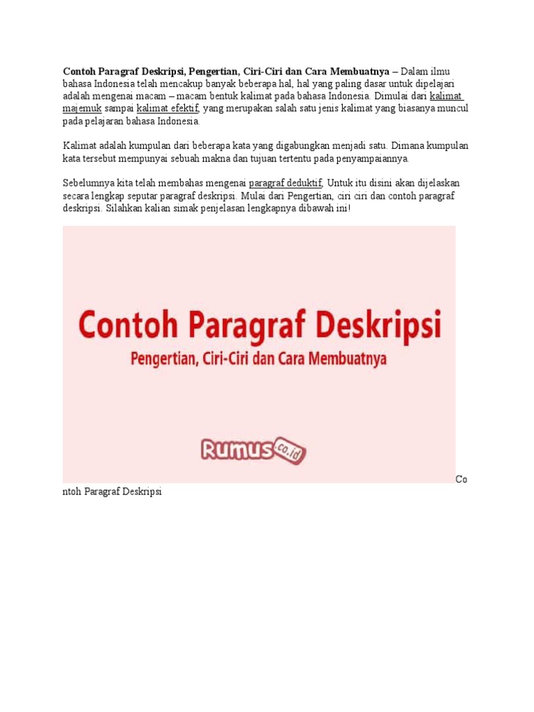 Cara Membuat Paragraf Deskriptif | PDF