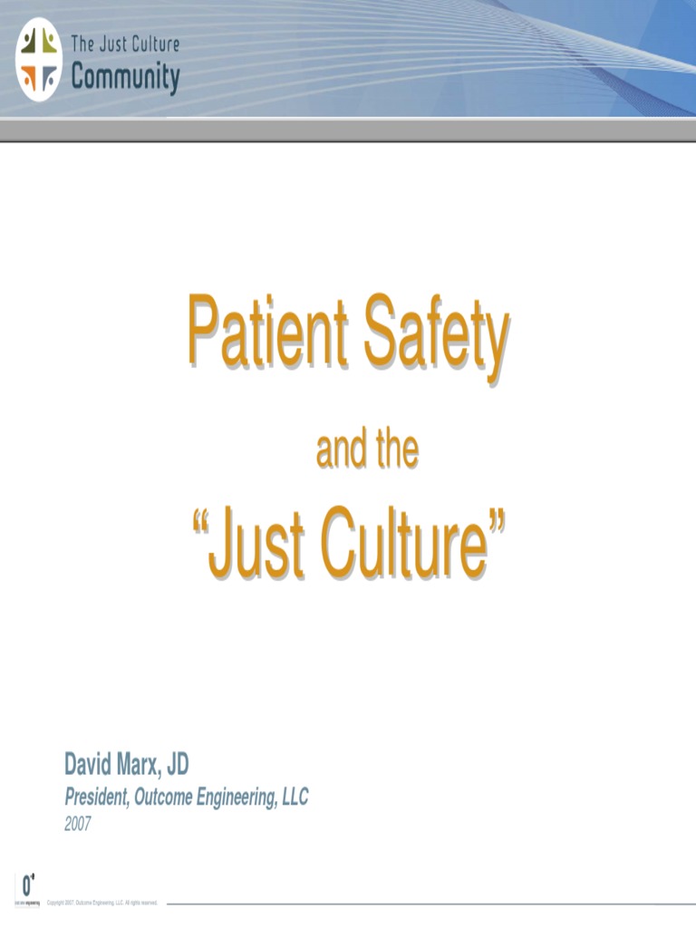 Patient Safety " Just Culture " PDF Risk Reliability Engineering