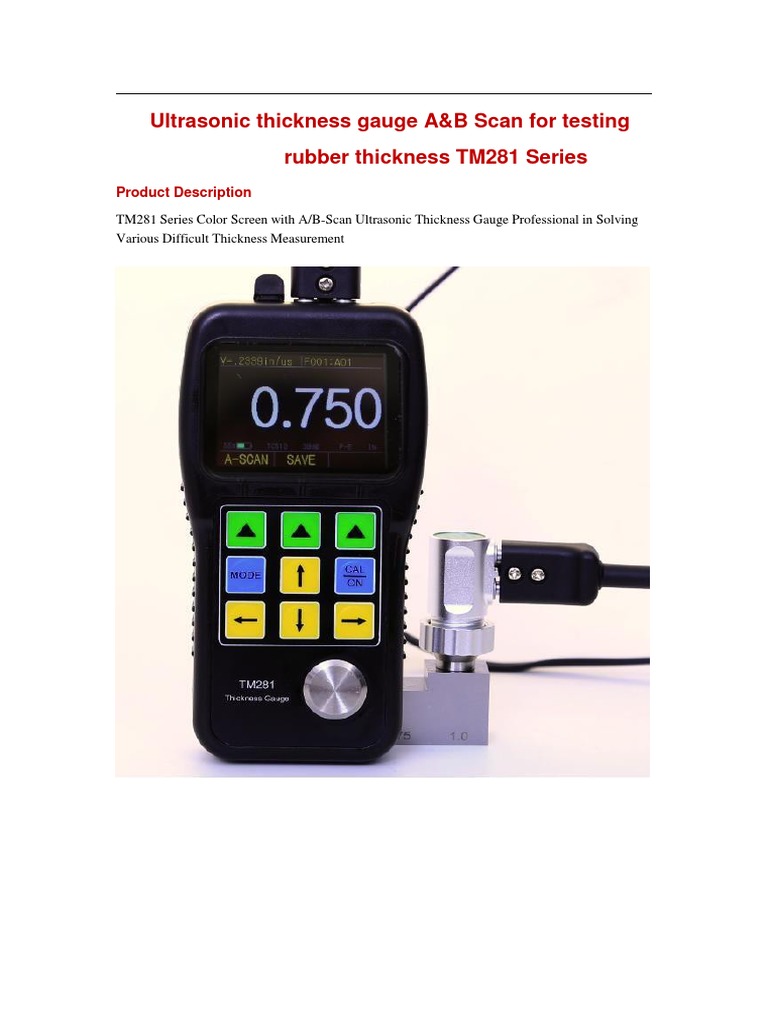 Ultrasonic Thickness Gauge A&B Scan For Testing Rubber Thickness TM281 Series PDF Medical