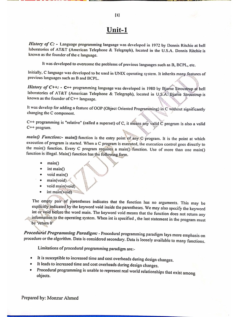 Unit - 1 (C++) | PDF