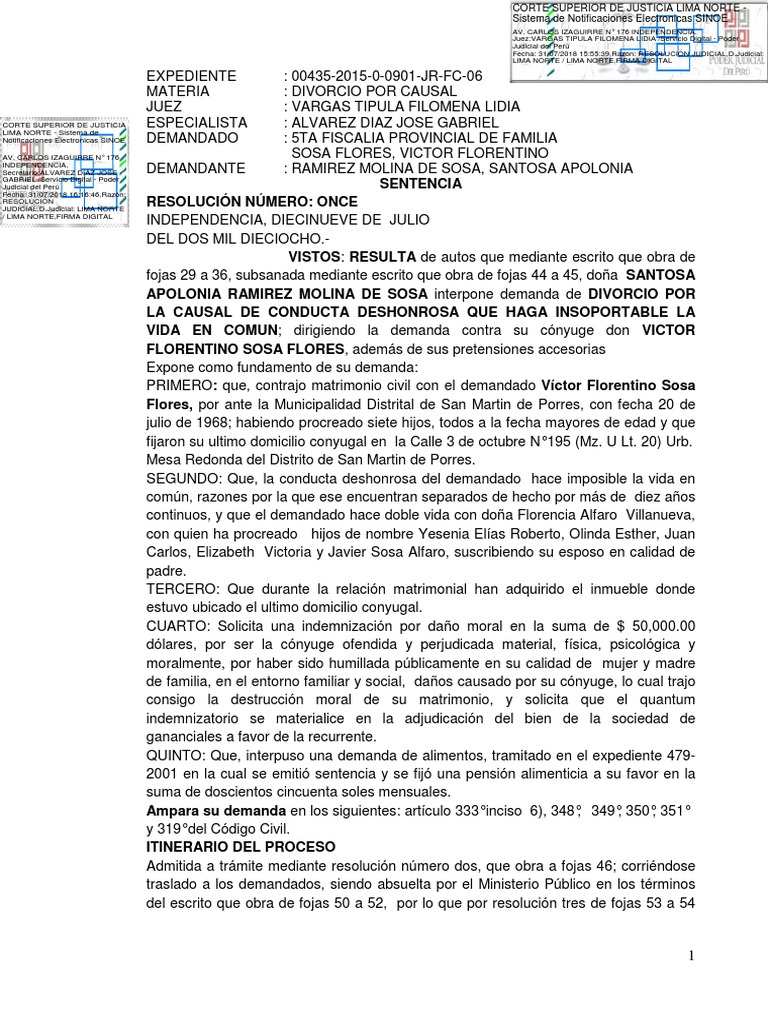 Sentencia de Divorcio | PDF | Ley procesal | Jurisdicción