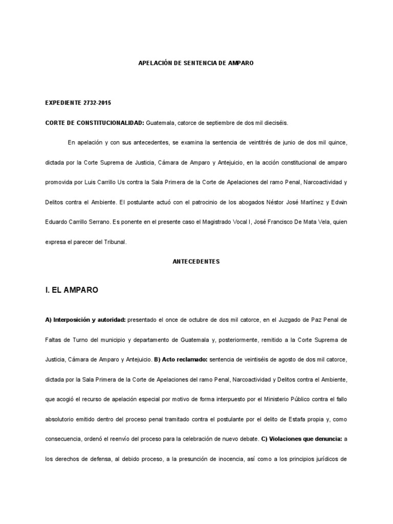 Apelación de Amparo en Guatemala | PDF | Caso de ley | Habeas corpus
