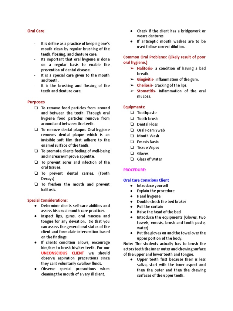 Oral Care | PDF | Oral Hygiene | Mouth