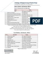 Galgotias College of Engineering & Technology: Academic Calendar: Odd Semester: 2020-21