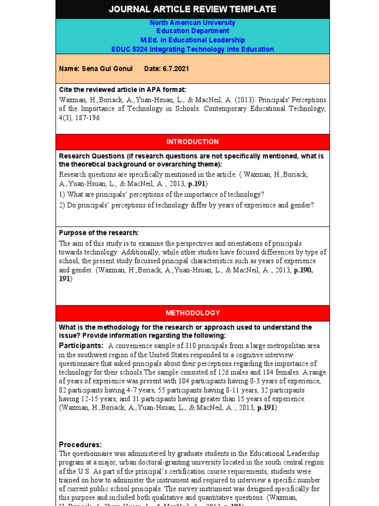 Educ 5324-Article Review Template | PDF | Human Nature | Psychological ...