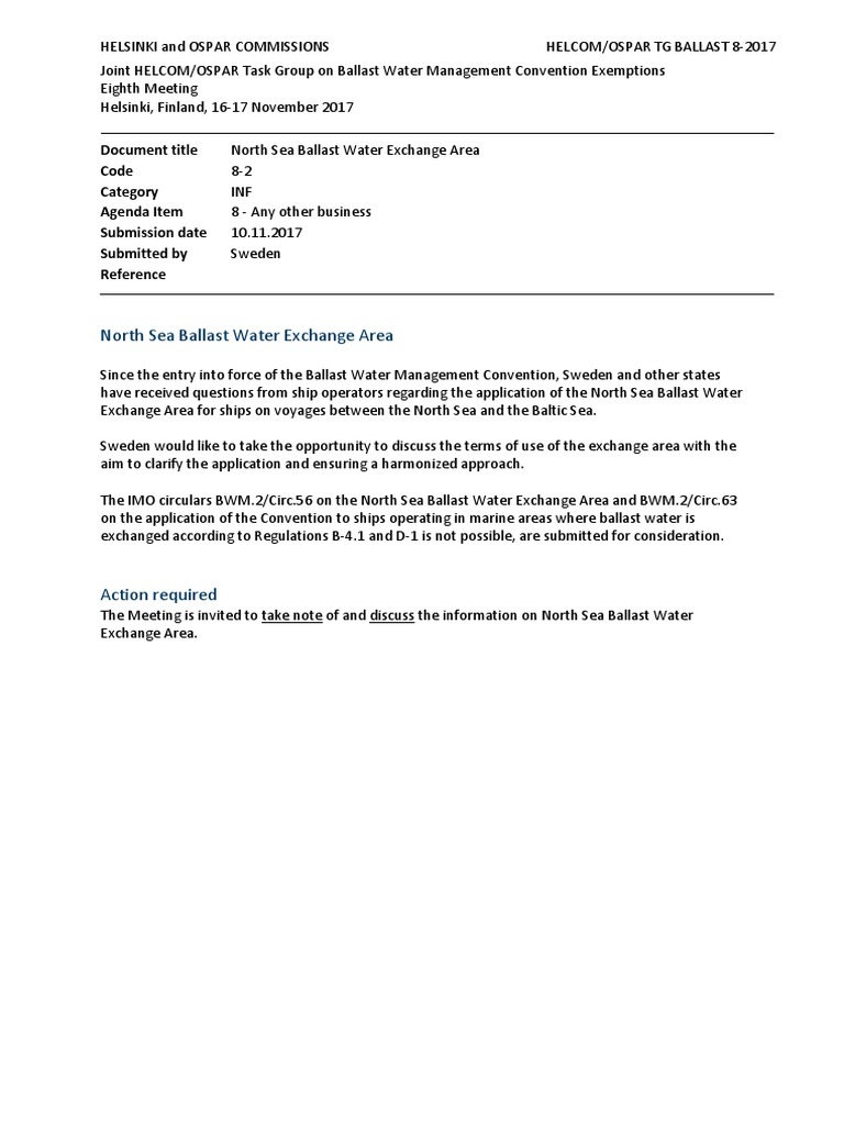 82 North Sea Ballast Water Exchange Area PDF Business Nature