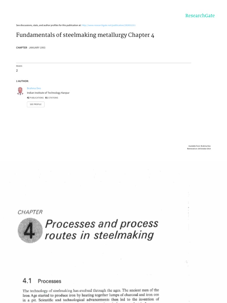 Steelmaking Metallurgy Fundamentals | PDF