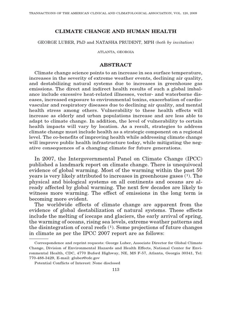 Climate Change and Human Health: George Luber, PHD and Natasha Prudent ...
