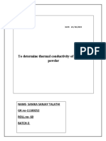 To Determine Thermal Conductivity of Insulating Powder: Name-Sanika Sanjay Talathi GR - No-11180252 ROLL - No - 60 Batch-3