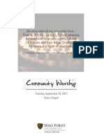 Community Worship: Tuesday, September 24, 2013 Davis Chapel