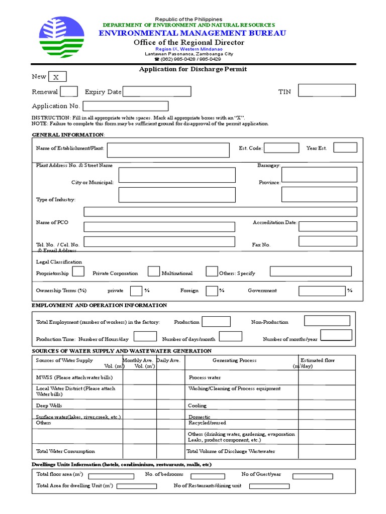 Wastewater Discharge Permit PDF Wastewater Water