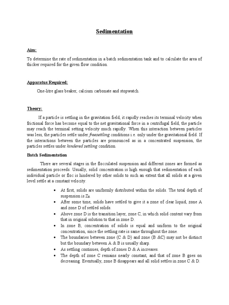 Determining Sedimentation Rates and Thickener Sizing through Batch