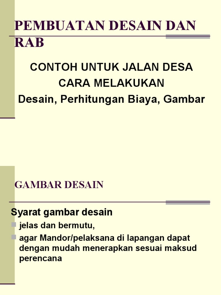 RAB dan Desain Jalan Desa 2024 | PDF