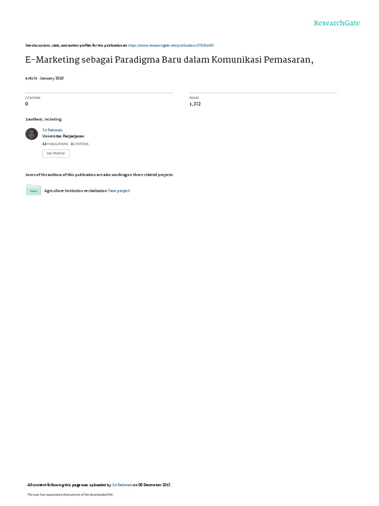 E-Marketing Sebagai Paradigma Baru Dalam Komunikasi Pemasaran | PDF ...