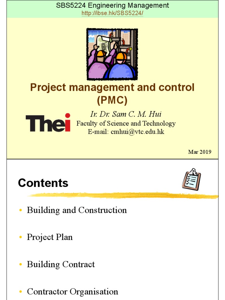 Project Management and Control (PMC) : Ir. Dr. Sam C. M. Hui | PDF ...