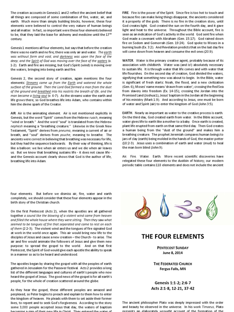 The Four Elements Pdf Genesis Creation Narrative Book Of Genesis